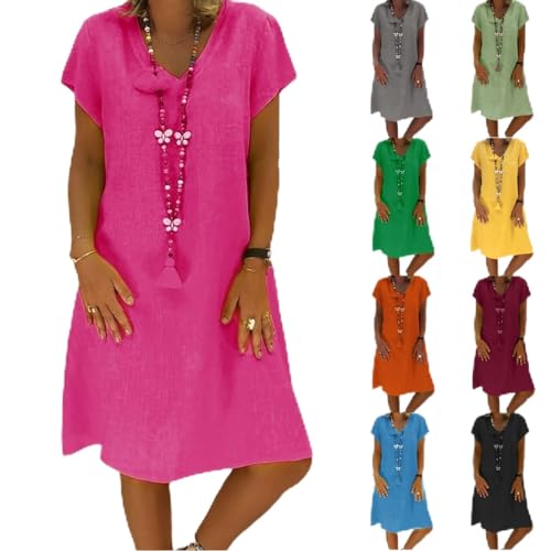 Shobdw Leinenkleid Strandkleider Damen Sommer Shirtkleid Damen Sommerkleid Damen Baumwolle Spaghettiträger-Kleid Wickelkleid Damen Sommer Minikleid Sommerkleid Damen Sexy Sexy Kleid Damen von Shobdw