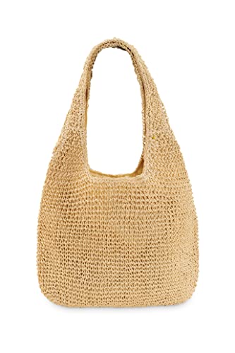 ShopINess Damen Lässig Raffia Handtasche Damen Bohemian Handtasche Damen jeden Tag Stroh Schulter Handtasche für Strand Reisen (Beige) von ShopINess