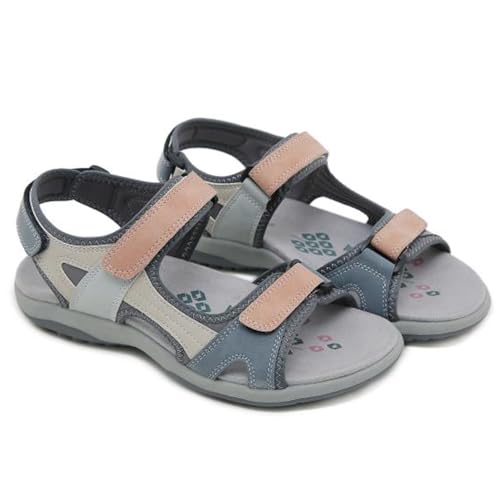 Orthopädische PU leather sandalen damen sommer, Sommerschuhe Bequeme strandschuhe schuhe Strand Sandalen Vintage Lässige Rutschfest Atmungsaktiv Open Toe Römische Sandaletten(Size:EU 36,Color:Gray) von Shorts Collection