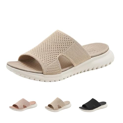 Orthopädische hausschuhe damen sommer, Schuhe mit keilabsatz für damen sommer sandalen mit Fußgewölbeunterstützung Sommer Rutschfest Sandaletten, Freizeit Hausschuhe für Frauen(Size:EU 36,Color:Aprico von Shorts Collection