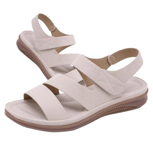 Orthopädische sandalen damen elegant, Orthopädische sandalen für frauen mit fußgewölbeunterstützung Leichte Bequeme Sandalen Weiche Sohle Rutschfest Sandaletten Hausschuhe(Size:EU 38,Color:Apricot) von Shorts Collection