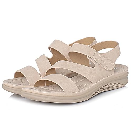 Orthopädische sandalen damen sommer bequem, Orthopädische sandalen mit fußgewölbestütze Wandernsandalen Bequem Atmungsaktiv Slingback Sandale für Strand Reisen Trekking(Size:EU 42,Color:Apricot) von Shorts Collection