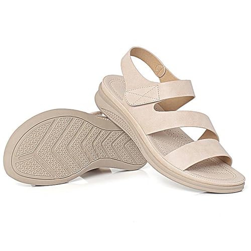 Orthopädische sandalen damen sommer mit weiches fußbett, Weiche und verstellbare sandalen mit unterstützung für damen Sommer Leichte Rutschfest Sandals Freizeit Schuhe(Size:EU 36,Color:Apricot) von Shorts Collection