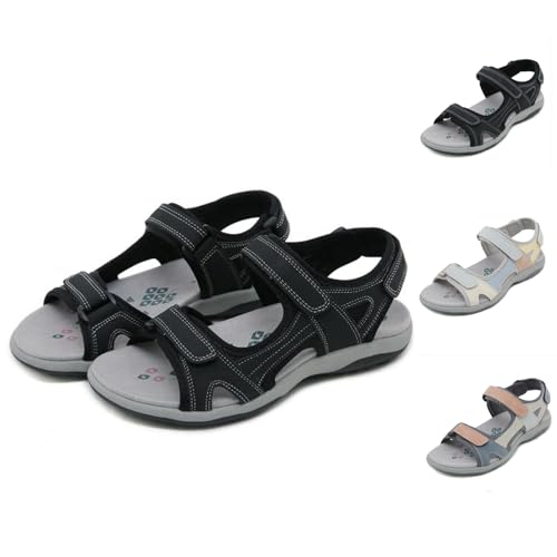 Orthopädische sandalen für sommer damen, Sommer sandalen fußgewölbeunterstützung verstellbaren Trägern und Sandalen mit ergonomischer Sohle für Spaziergänge, Freizeit, Wandern(Size:EU 36,Color:Black) von Shorts Collection