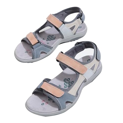 Orthopädische schuhe damen sommer sandalen, Sommer sandalen fußgewölbeunterstützung Torthopädische Sandaletten Outdoor Weich Comfort Sport Outdoorsandalen mit Klettverschluss(Size:EU 42,Color:Gray) von Shorts Collection