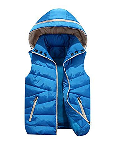 shownicer Damen Weste Steppweste Vater Mutter und Kinder Familie Matching Outfit Waistcoat Solid Winter Warm Weste Übergangsweste Ärmellos mit Kapuze Daunenweste A Blau 3XL von shownicer