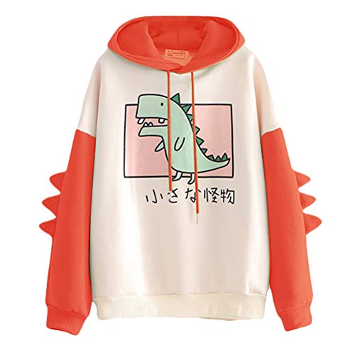 shownicer Hoodie Damen Sweatshirt mit Kapuze Japanischen Stil Kawaii Hoodie Kapuzenpullover Mädchen Herbst und Winter Pullover für Party Reisen Tägliche A Orange S von shownicer