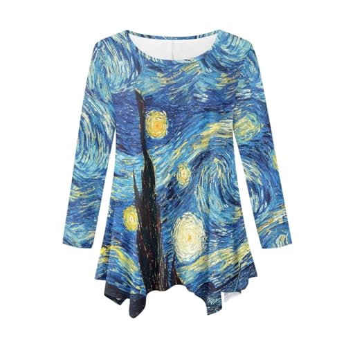 Showudesigns Übergröße Tops für Frauen Casual Herbst Kleidung Outfits Langarm Shirts, Van Gogh Sternennacht, XXL Showudesigns Übergröße Tops für Frauen Casual Herbst Kleidung Outfits Langarm Shirts, Van Gogh Sternennacht, XXL von Showudesigns