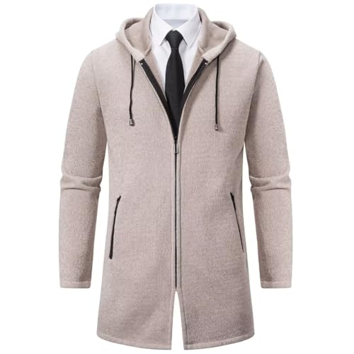Shuanghao Männer Herren-Hoodie mit-Kapuze Pullover-Strickjacke Sweatshirt - Langer Cardigan Freizeit Winter Warm Dicke Fleece-Innenseite Outdoor Pulliover Strick-Kapuzenjacke für Herren Khaki L Shuanghao Männer Herren-Hoodie mit-Kapuze Pullover-Strickjacke Sweatshirt - Langer Cardigan Freizeit Winter Warm Dicke Fleece-Innenseite Outdoor Pulliover Strick-Kapuzenjacke für Herren Khaki L von Shuanghao