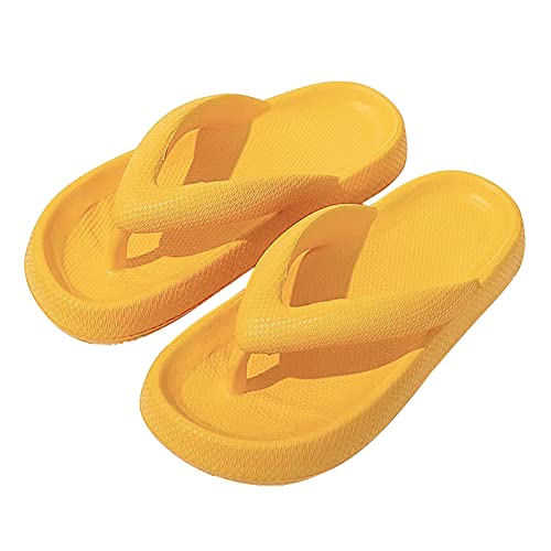 Shujin Flip Flops Unisex Zehentrenner Dicke Sohle Badelatschen Sommer Cozy Slides Wolkenslipper Original Schlappen Super Weich Rutschfeste Pantoffeln Hausschuhe(Gelb,EU 36/37) von Shujin