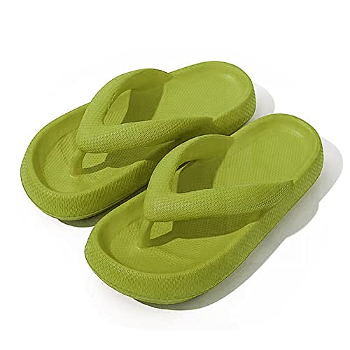 Shujin Flip Flops Unisex Zehentrenner Dicke Sohle Badelatschen Sommer Cozy Slides Wolkenslipper Original Schlappen Super Weich Rutschfeste Pantoffeln Hausschuhe(Grün,EU 40/41) von Shujin