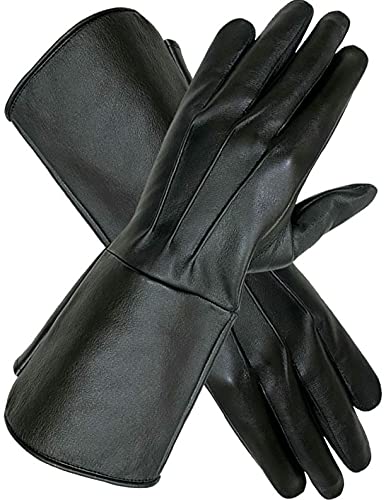 SI Herren Mittelalter Renaissance Cosplay Swordman Steampunk ungefüttert Lederhandschuhe, Schwarz, Small von Si