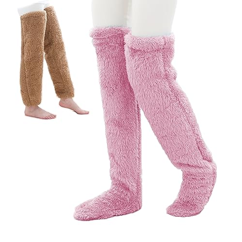 Plushwarmth Long Socks, Snug Step Fur Socks, Snuggs Cozy Socks Knee High, Fluffy Feet, Knee High Slippers (Pink) von SiQiYu
