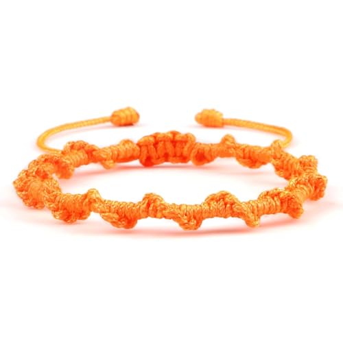 Armband Armreif Schmuck Herren Frauen Bracelets Bracelet Jewellery Geflochtene Armbänder Frauen Männer Handgemachte Glücksrote Schnur Tibetisch-Buddhistische Armbänder Freundschaft Armreifen Orange von SiVaji