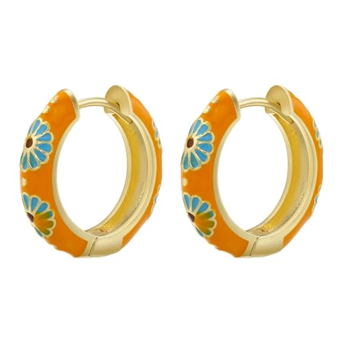 Ohrringe Ohrstecker Damen Schmuck Earrings Creolen Creolen Frauen Hochzeit Frauen Runde Ohrringe Orange von SiVaji