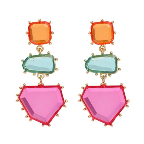 Ohrringe Ohrstecker Damen Schmuck Earrings Geometrische Ohrhänger Aus Acryl Für Damen Minimalistisches Partyzubehör Orange von SiVaji