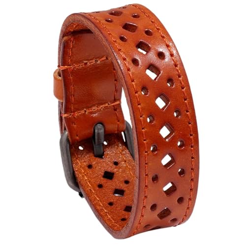 SiVaji Armband Armreif Schmuck Herren Frauen Bracelets Bracelet Jewellery Breites Armband Retro Hohlarmband Verstellbare Lange Manschette Armreifen Hellbraun von SiVaji