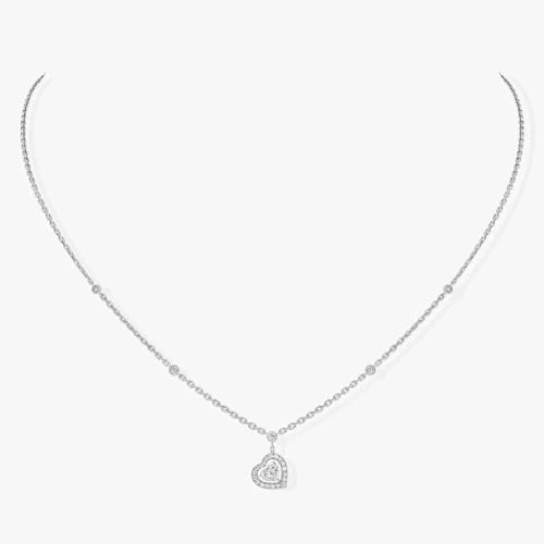 SiVaji Halskette Ketten Schmuck Herren Frauen Anhänger Necklace Herzförmiger Anhänger Frauen Halskette Hochzeit Weißgold45Cm von SiVaji