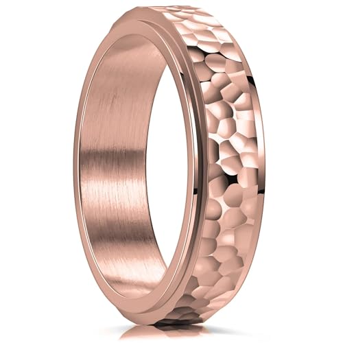 SiVaji Ring Ringe Damen Bijouterie Herren 6Mm Design Ring Für Damen Herren Fidget Ring 7 Rosegoldcolor von SiVaji