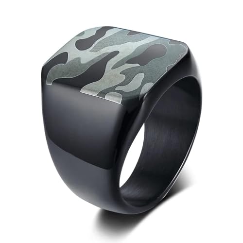 SiVaji Ring Ringe Damen Bijouterie Herren Herrenring Einzigartiger Quadratischer Partyschmuck 10 Camouflage von SiVaji