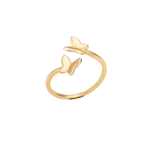 SiVaji Ring Ringe Damen Bijouterie Herren Schmetterlingsringe Für Frauen Schmetterling Verstellbarer Fingerring Verlobung Hochzeit 8 Goldfarbe von SiVaji