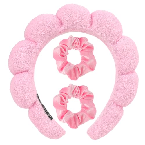 Puffy Spa Stirnband Armbänder Zum Waschen Des Gesichts Weiches Make-up Stirnband Und Handgelenk Waschband Set Hautpflege Stirnbänder Frottee Blasen Haarband Für Make-up Entfernung Spa Yoga von Sibba