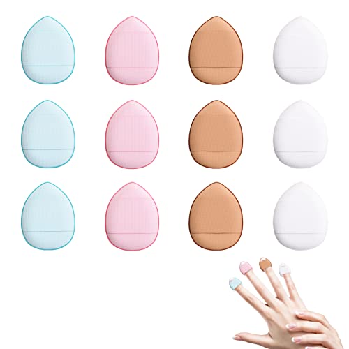 Sibba 12 Stück Schwämme Puderquaste mit Fingerhalter Gurt Mini Beauty Blender Gesicht Augen Make-up Pads für flüssige Foundation Halloween Kostüm Festival Make Up Kosmetik Nass Trocken Werkzeug von Sibba