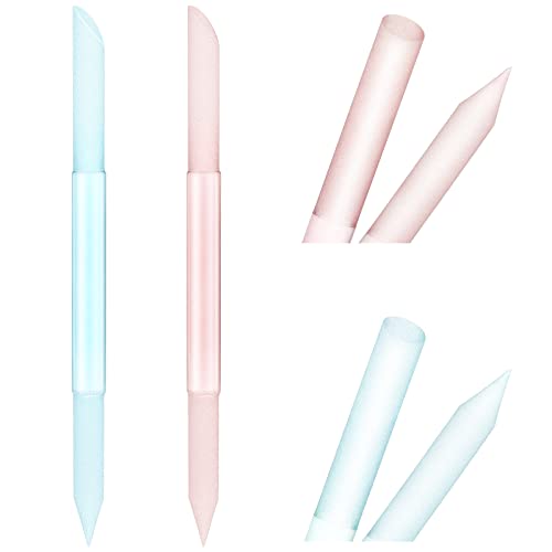 Sibba 2 Stück Glas Nagelhautschieber Nagelhautentferner Werkzeug Doppelseitiger Nagelhauttrimmer Maniküre-Stick professionelles Präzisionsfeilen abrasive Oberfläche Nagelstudios Set Frauen (Blau Pink) von Sibba