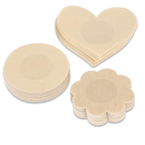 Sibba 30 Paar Unsichtbare Nippelpads Nippelabdeckung Einweg-Brustwarzen Brustaufkleber Nippel Pasties Aufkleber Nipple Cover Nippelabdeckungen Klebe Busenblüten für Damen (Herzform,Round,Blumenform) von Sibba