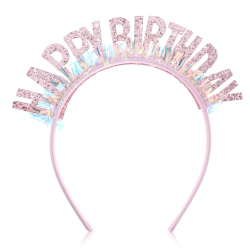 Sibba Geburtstag Kronen Mädchen Frauen Geburtstagskrone Kopfschmuck Stirnband Geburtstags Tiara Haarband Geburtstag Partyzubehör Prinzessin Haar-Zusätze Birthday Queen Crown Geschenk Dekorationen Rosa von Sibba