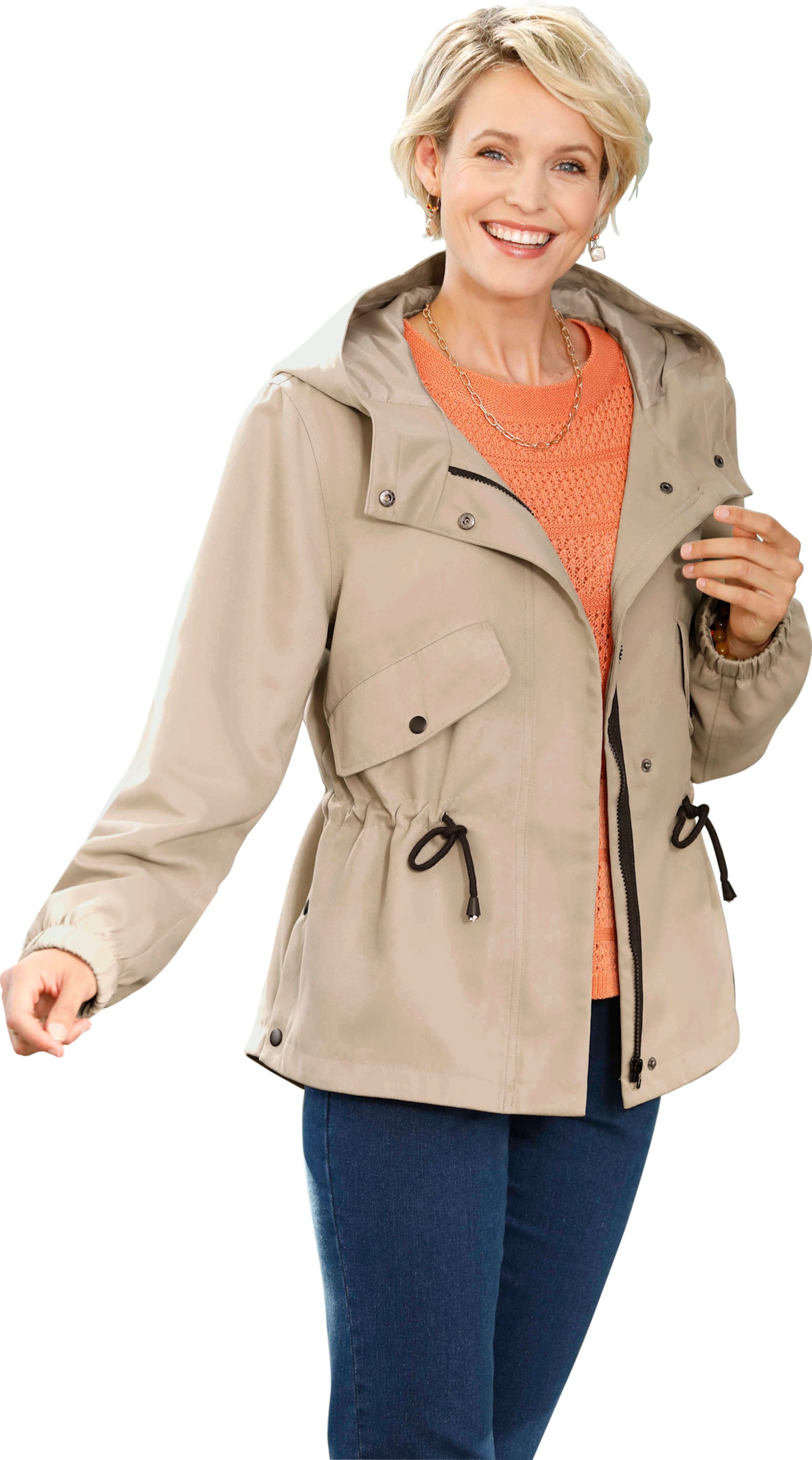 Sieh an! Damen Jacke mit Kapuze, beige von Sieh an!