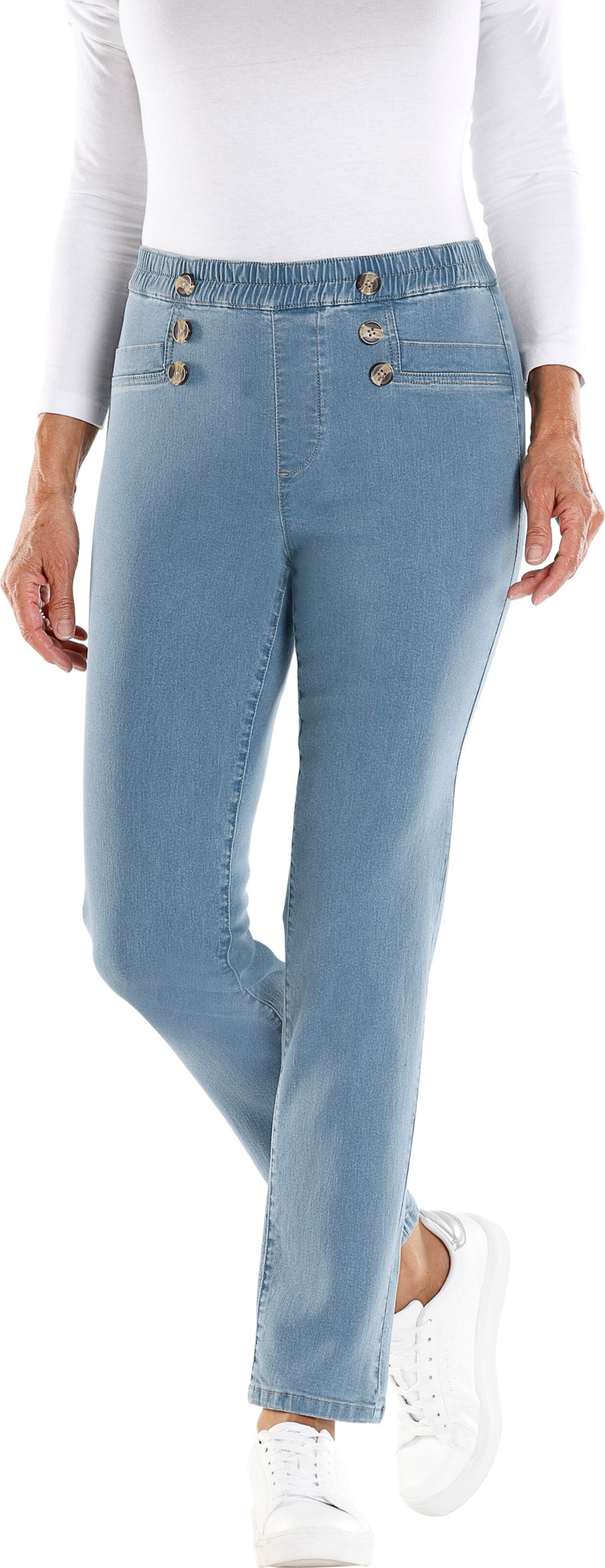 Sieh an! Damen Schlupfjeans in komfortabler Stretch-Qualität, blue-bleached von Sieh an!