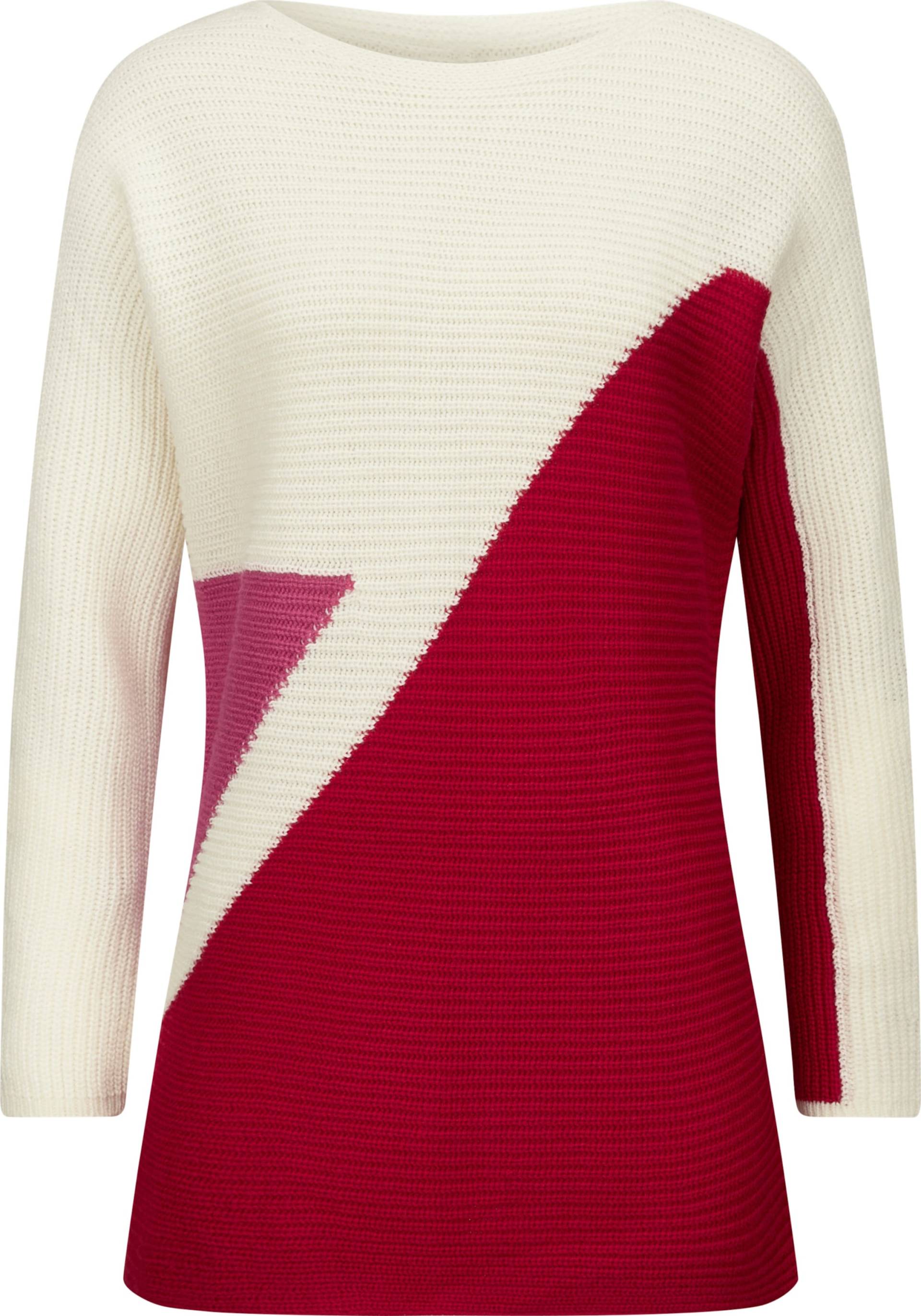 Sieh an! Damen Strickpullover, rot-ecru-gemustert von Sieh an!