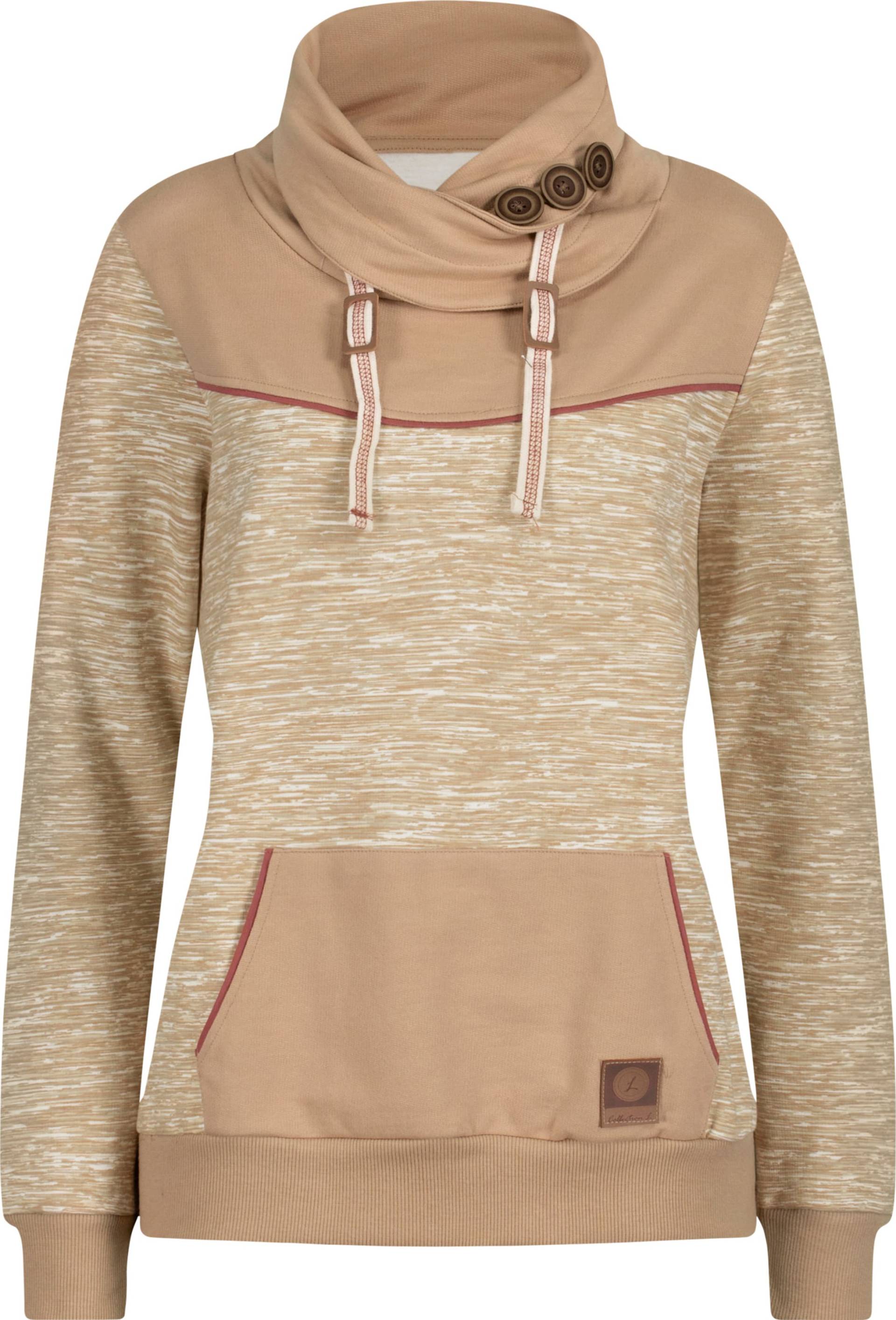 Sieh an! Damen Sweatshirt mit Kontrast-Details, camel-weiß-meliert von Sieh an!