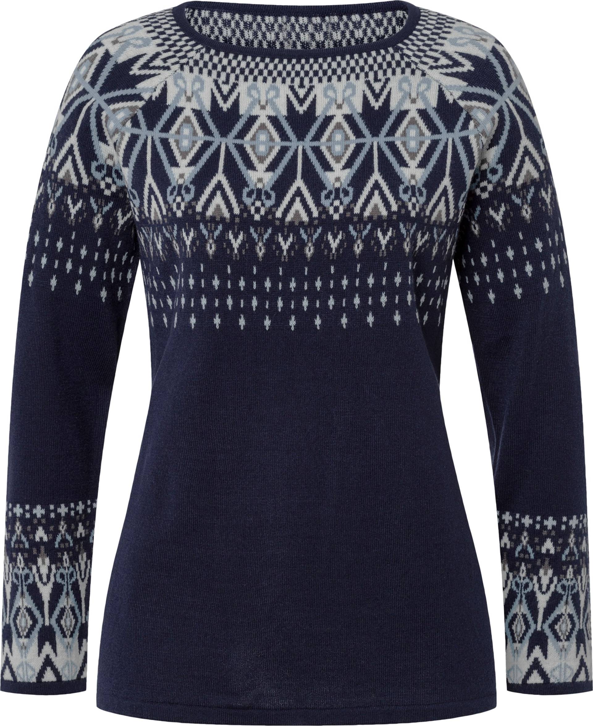 Sieh an! Damen Jacquard-Pullover mit Raglanärmeln, marine-bleu-gemustert von Sieh an!