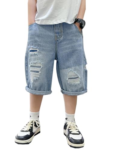 Jeans Shorts Kinder Jungen Sommershorts Kurze Jeanshose Casual Shorts Strandshorts Freizeithose mit Elastischem Bund von Siehin