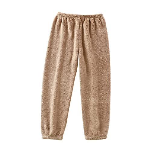 Siehin Kinder Fleece Hose Jungen Mädchen Herbst Winter Flanell Freizeithose Pyjamahosen (Khaki, 122) von Siehin