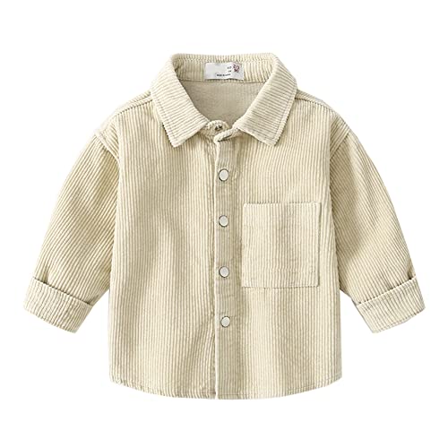 Siehin Kinder Jungen Herbst-Winter Cordhemd Freizeithemd Jacke Langarm Button-Down Hemden Tops von Siehin