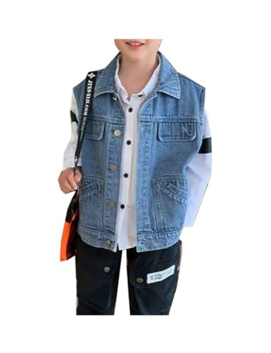 Siehin Kinder Jungen Jeansweste Frühling Denim Weste Ärmellos Jeansjacke Casual Jeansweste von Siehin