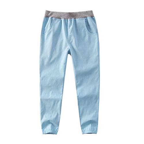 Siehin Kinder Jungen Sommerhose Leinenhose Jogginghose Freizeithosen (100 for Height 90-95cm, Hellblau) von Siehin