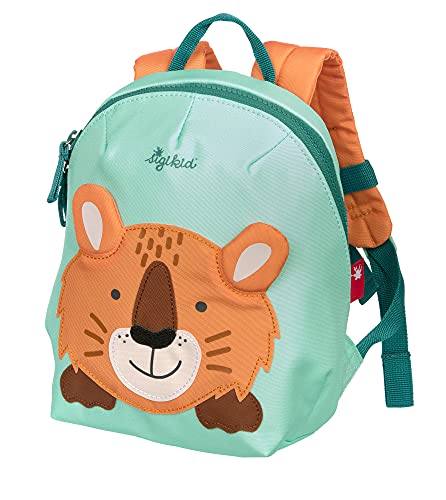 SIGIKID 25228 Mini Rucksack Tiger Kinderrucksack für Krippe, Kita, Ausflüge empfohlen für Mädchen und Jungen ab 2 Jahren, Blau/Braun 30 cm von Sigikid