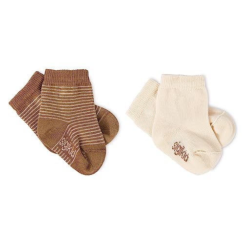 sigikid Unisex Baby Set 2er Classic Jungen und Mädchen Klassische Socken, beige/braun, 16/18 von Sigikid