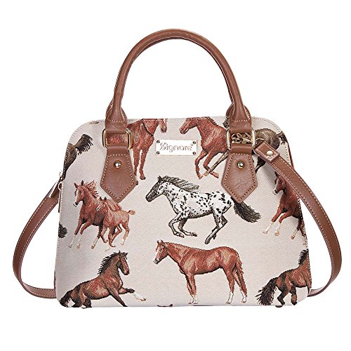 Signare Tapisserie-Hand- und Schultertasche für Damen, modische Umhängetasche, Geldbörsen für Damen, Mädchen, Teenager, Laufpferd, Convertible Bag von Signare