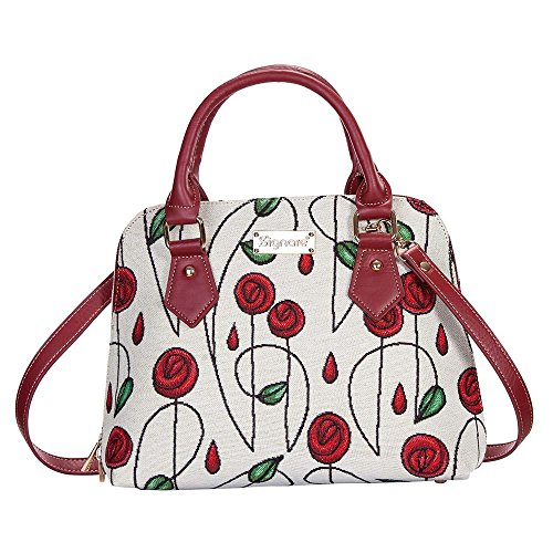 Signare Tapisserie Handtaschen Damen, Umhängetasche damen schultertasche damen und Umhängetaschen damen mit Blumenmustern (Mackintosh Rose) von Signare