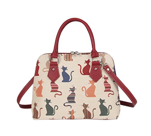 Signare Tapisserie Handtaschen Damen, Umhängetasche Damen Schultertasche Damen und Umhängetaschen Damen mit Katzen- und Schafdesigns (Freche Katze) von Signare