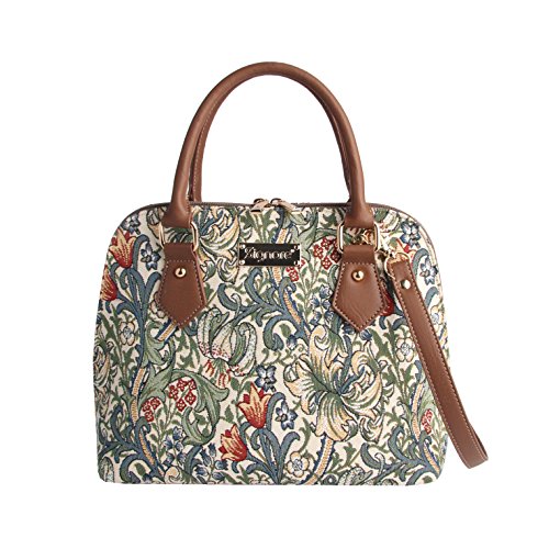 Signare Tapisserie Handtaschen Damen, Umhängetasche damen schultertasche damen und Umhängetaschen damen mit William Morris Designs (Goldene Lilie) von Signare