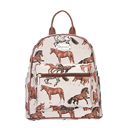 Signare Tapisserie Rucksack Damen, Rucksack Mädchen, Daypack, Rucksäcke, Schulrucksack mit Pferdedesign (Laufendes Pferd) von Signare