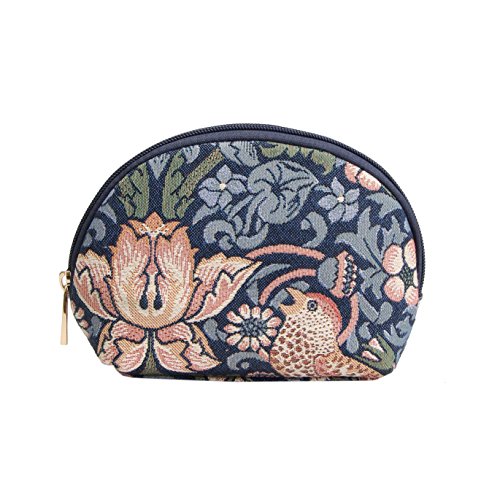 Signare Tapisserie kosmetiktasche klein, schminktasche damen und kulturtasche damen mit William Morris Designs (Erdbeerdieb Blau) von Signare