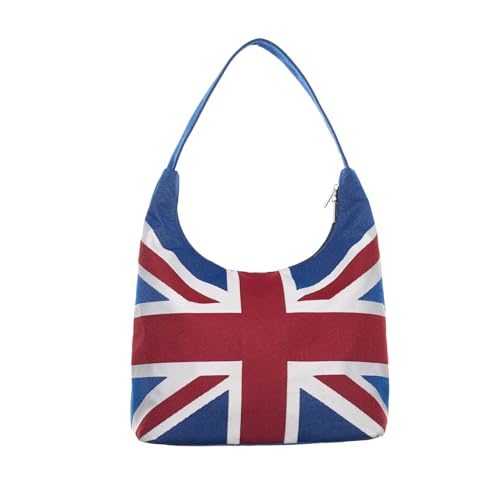 Signare Union-Jack-Gobelin-Hobo-Tasche – Damen-Handtasche, Blau/Rot/Weiß, 35cm (W) x 33cm (H) x 13cm (D) von Signare