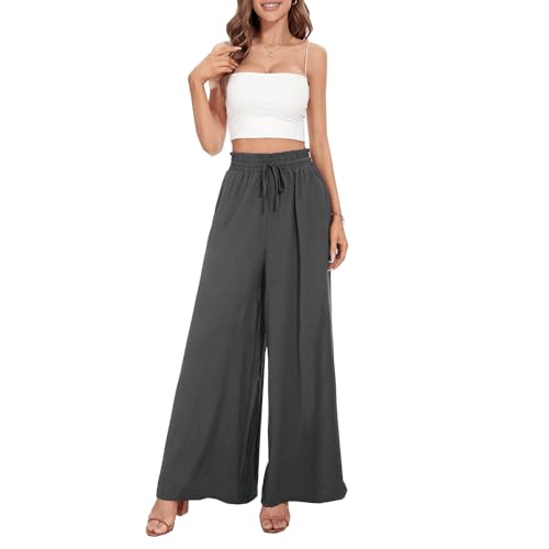 Siikarte Damenhose mit weitem Bein, weich, Baggy-Hose, elegant Schlaghosen, extra Weite Freizeithose mit Taschen, S-XXL von Siikarte